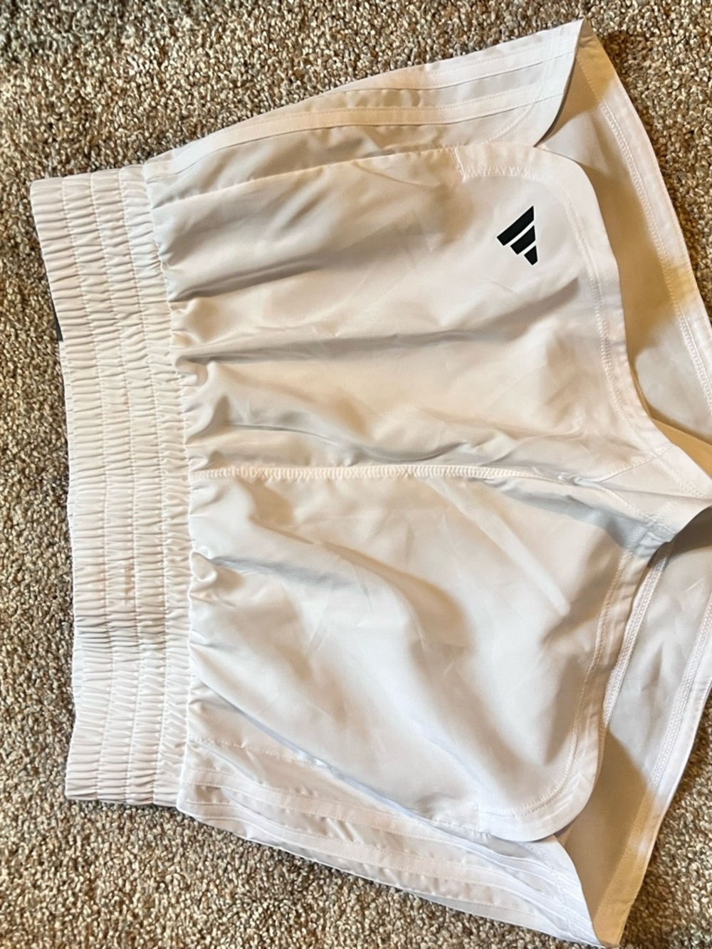 adidas White Athletic Shorts with Black Logo Tag